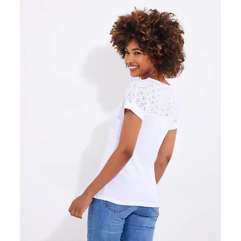 Joe Browns Summer Days Broderie Insert V-Neck T-Shirt WU157