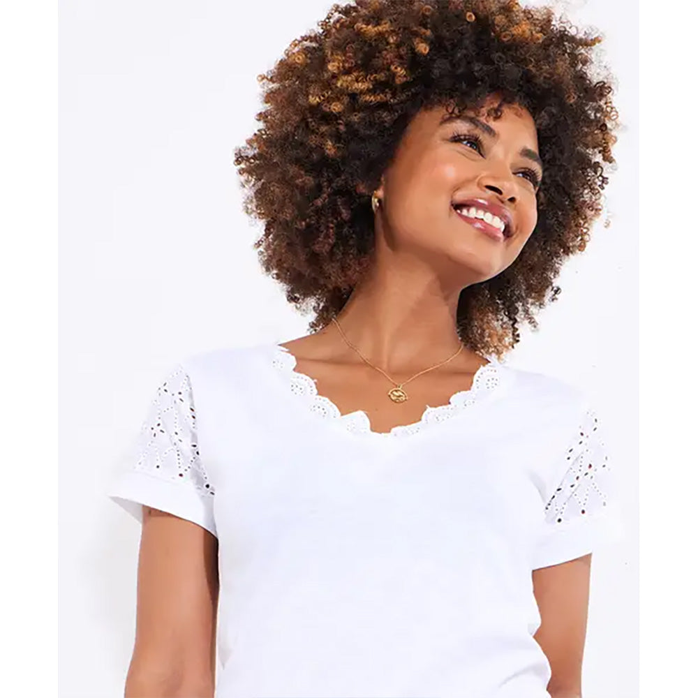 Joe Browns Summer Days Broderie Insert V-Neck T-Shirt WU157