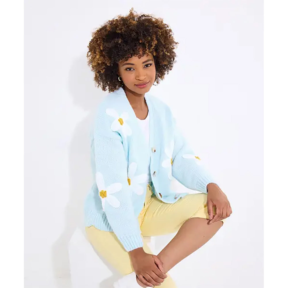 Joe Browns Darling Daisy V-Neck Cardigan Blue WK799