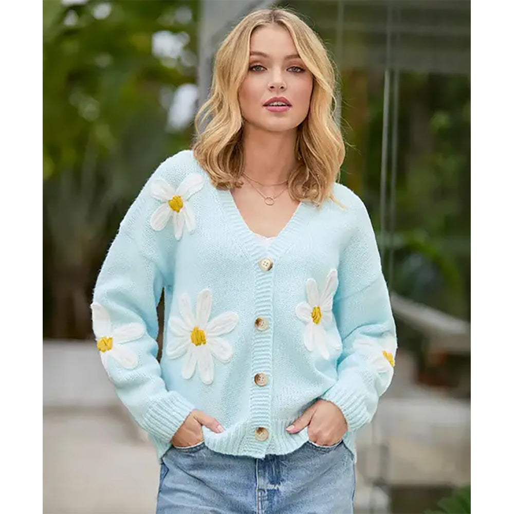 Joe Browns Darling Daisy V-Neck Cardigan Blue WK799