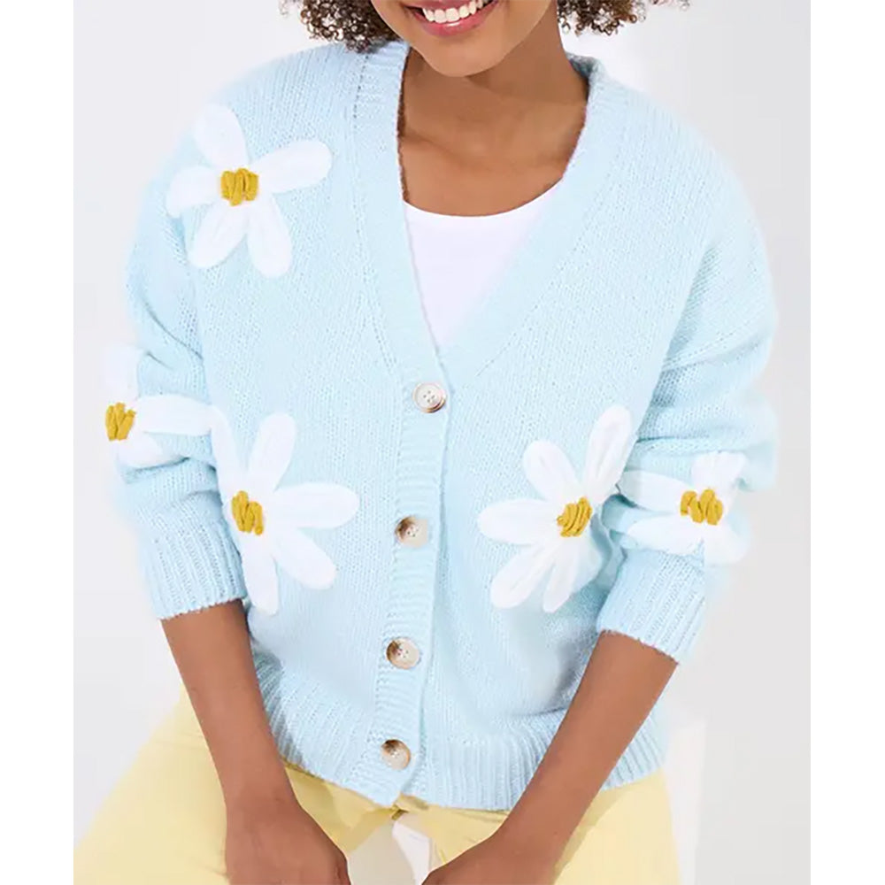 Joe Browns Darling Daisy V-Neck Cardigan Blue WK799