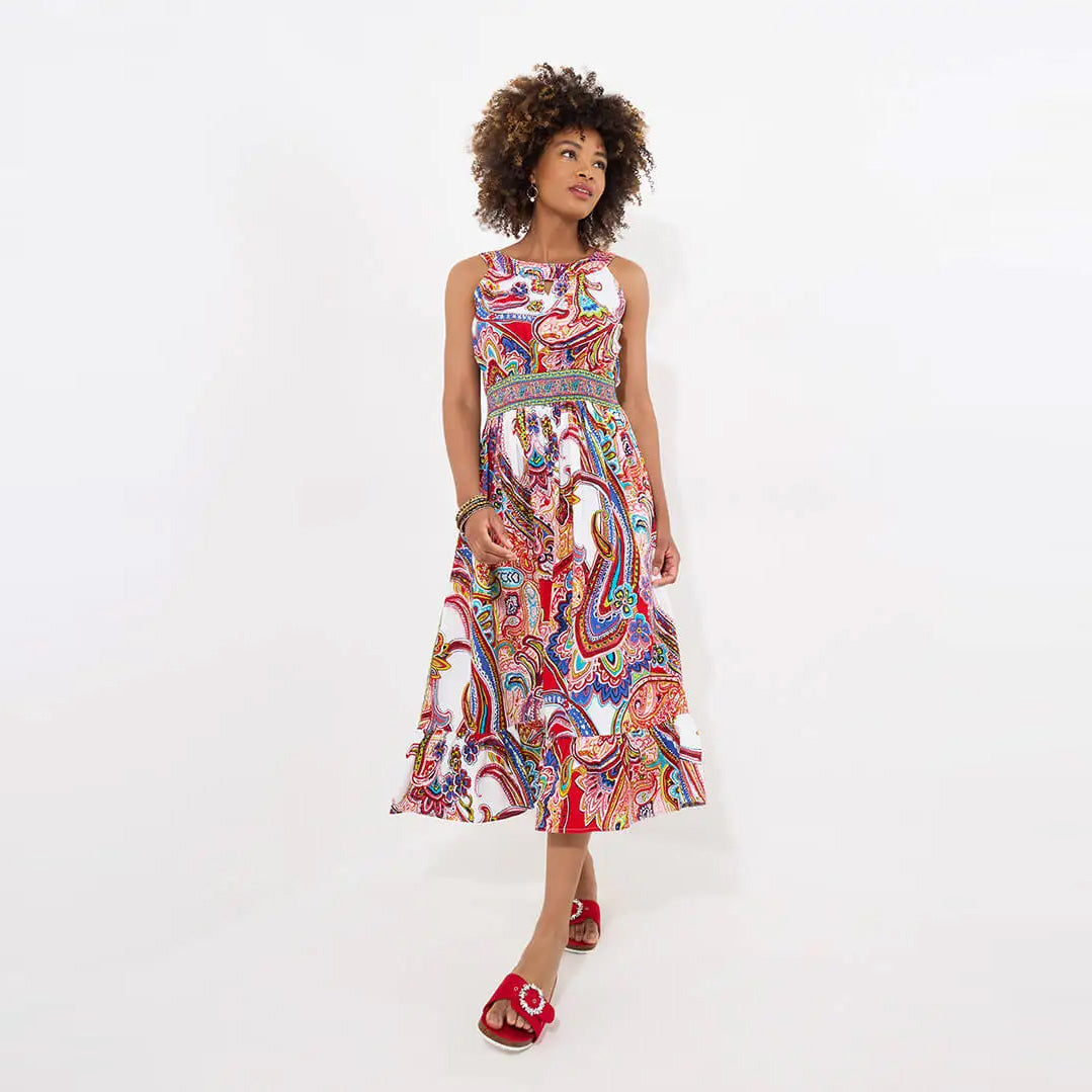 Joe Browns Delphine Printed Dress in White WF266