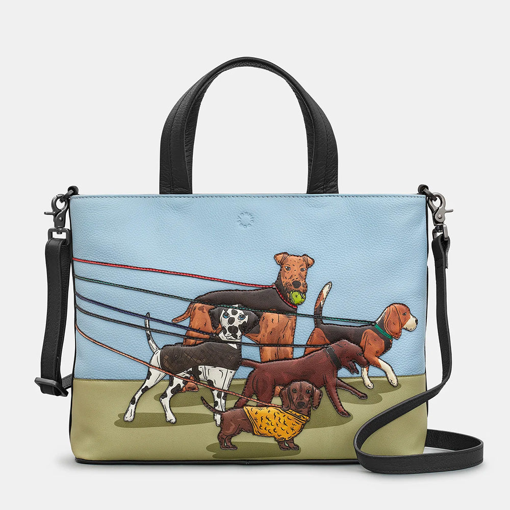 YOSHI Dog Walk Black Leather Multiway Grab Bag