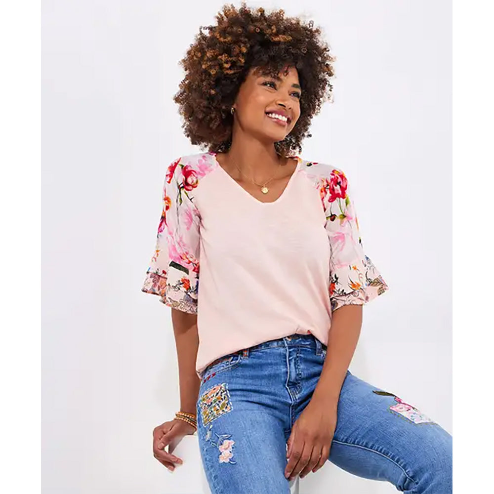 Joe Browns Fancy Floral Mix V-Neck Top WU149