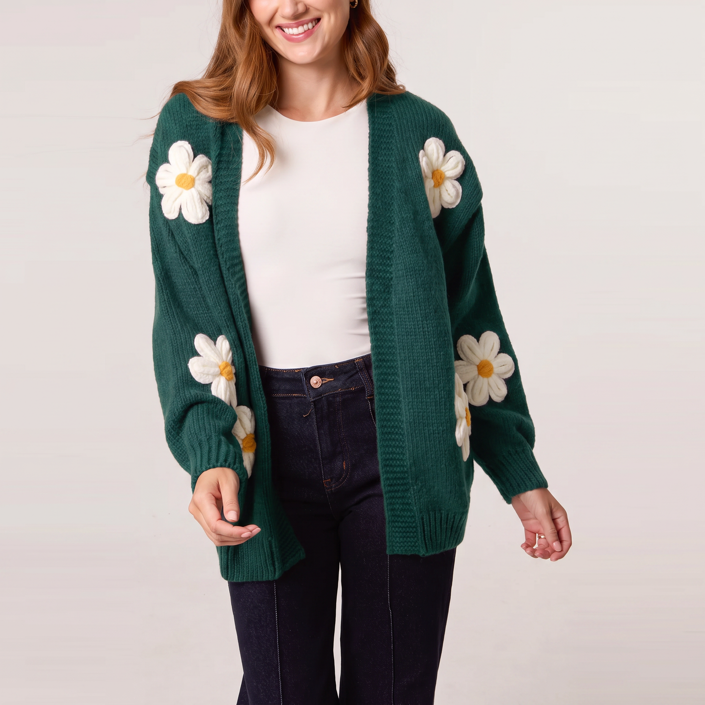 H Mcilroy Daisy Knit Flower Cardigan CARDAI26