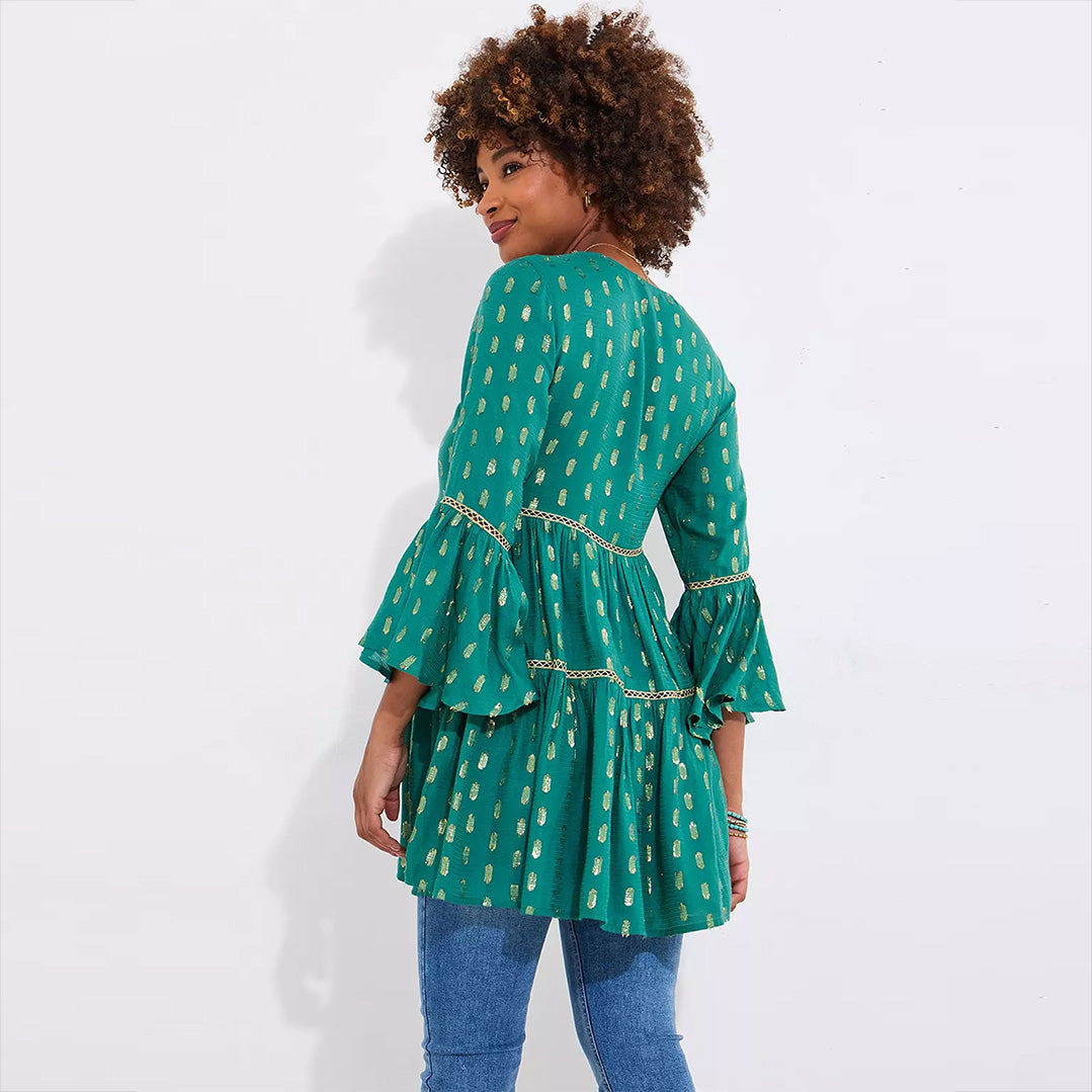 Joe Browns Festival Vibes Beaded Tunic Dress in Green