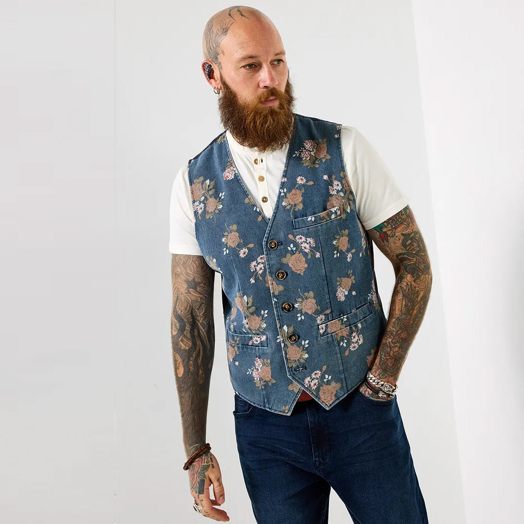Joe Browns Fabulous Floral Denim Waistcoat JA817