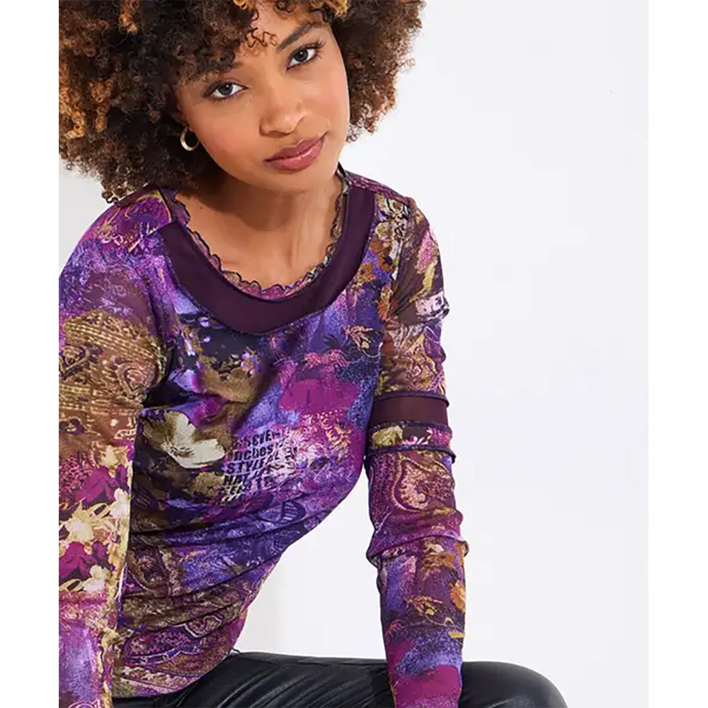 Joe Browns Mesmerising Long Sleeve Mesh Top Purple WU146