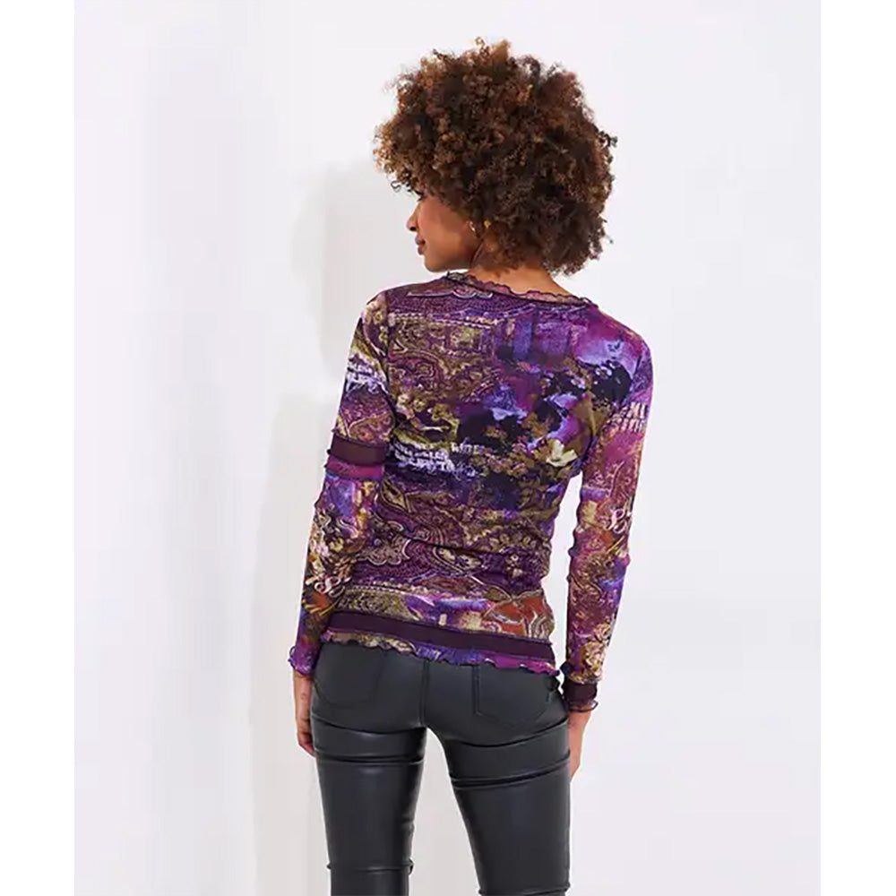Joe Browns Mesmerising Long Sleeve Mesh Top Purple WU146