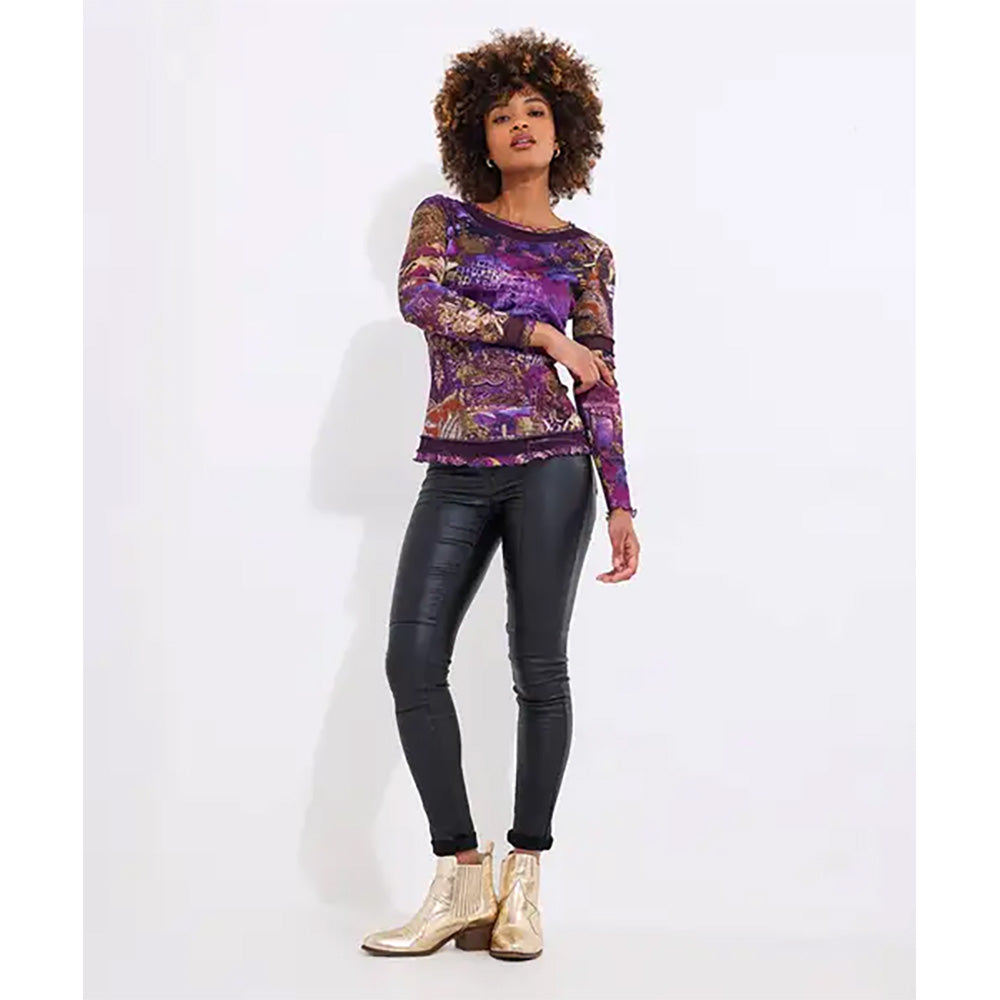 Joe Browns Mesmerising Long Sleeve Mesh Top Purple WU146