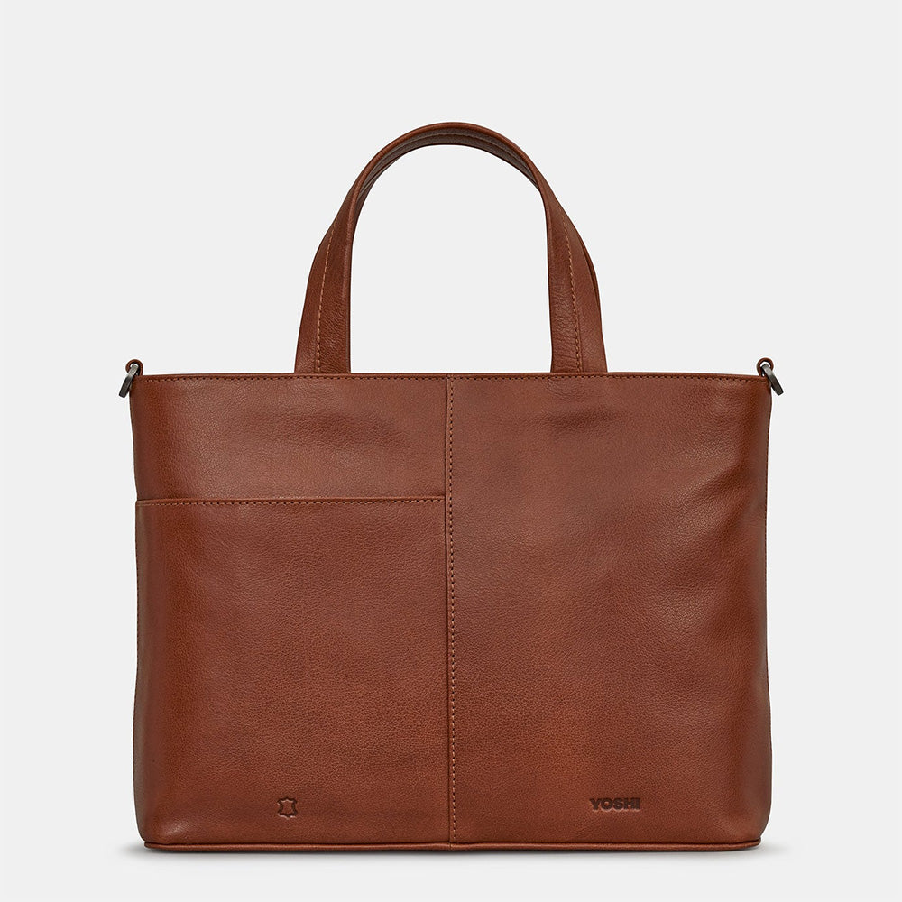 YOSHI Midnight Cats Brown Leather Multiway Grab Bag