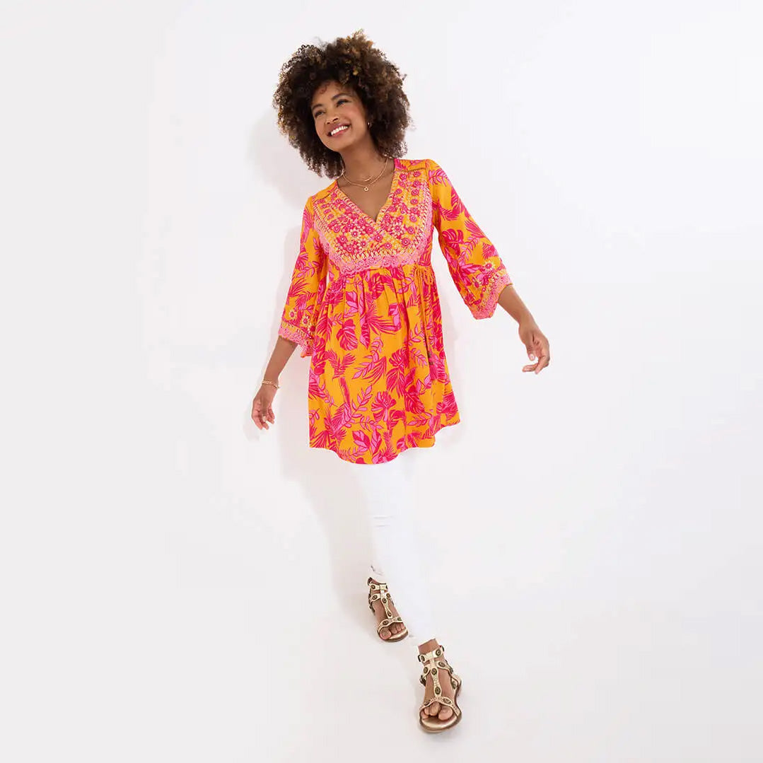Joe Browns The Heat Of Summer Embroidered Tunic Orange WG665