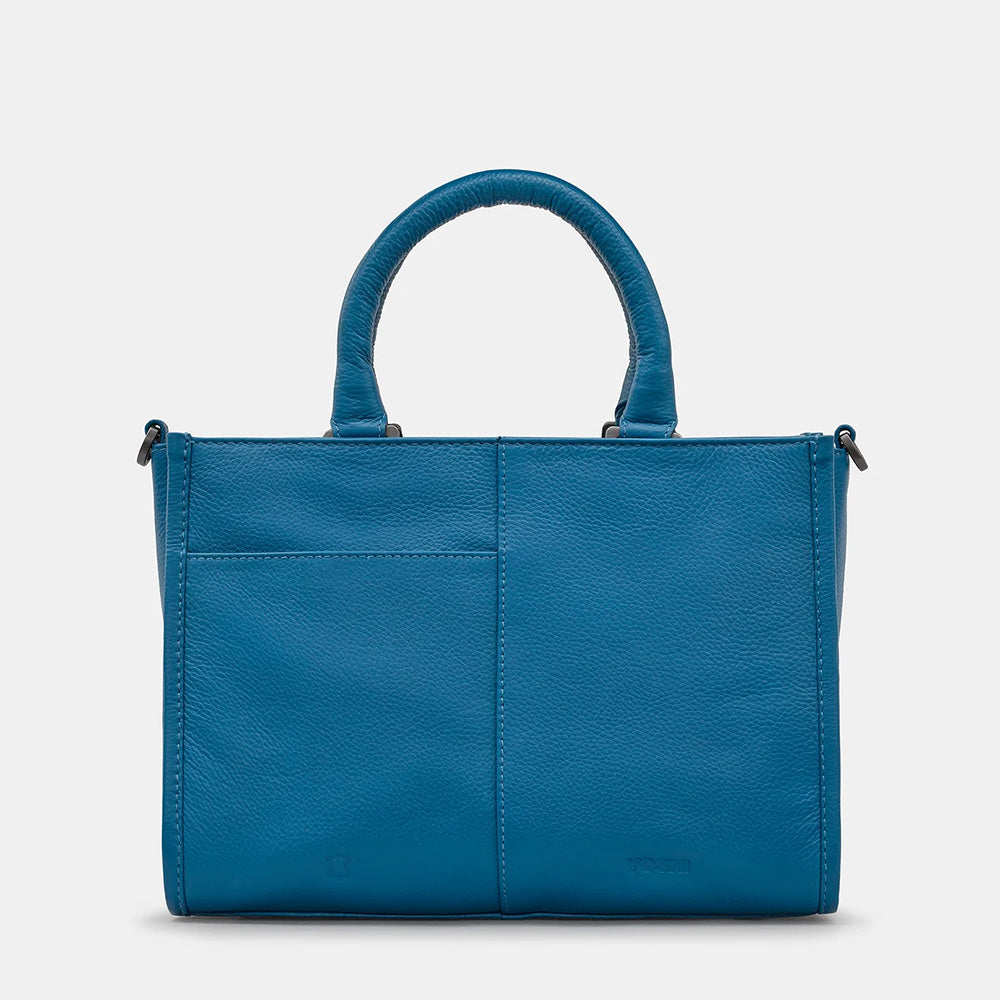 YOSHI Peacock Plume Petrol Blue Leather Multiway Grab Bag