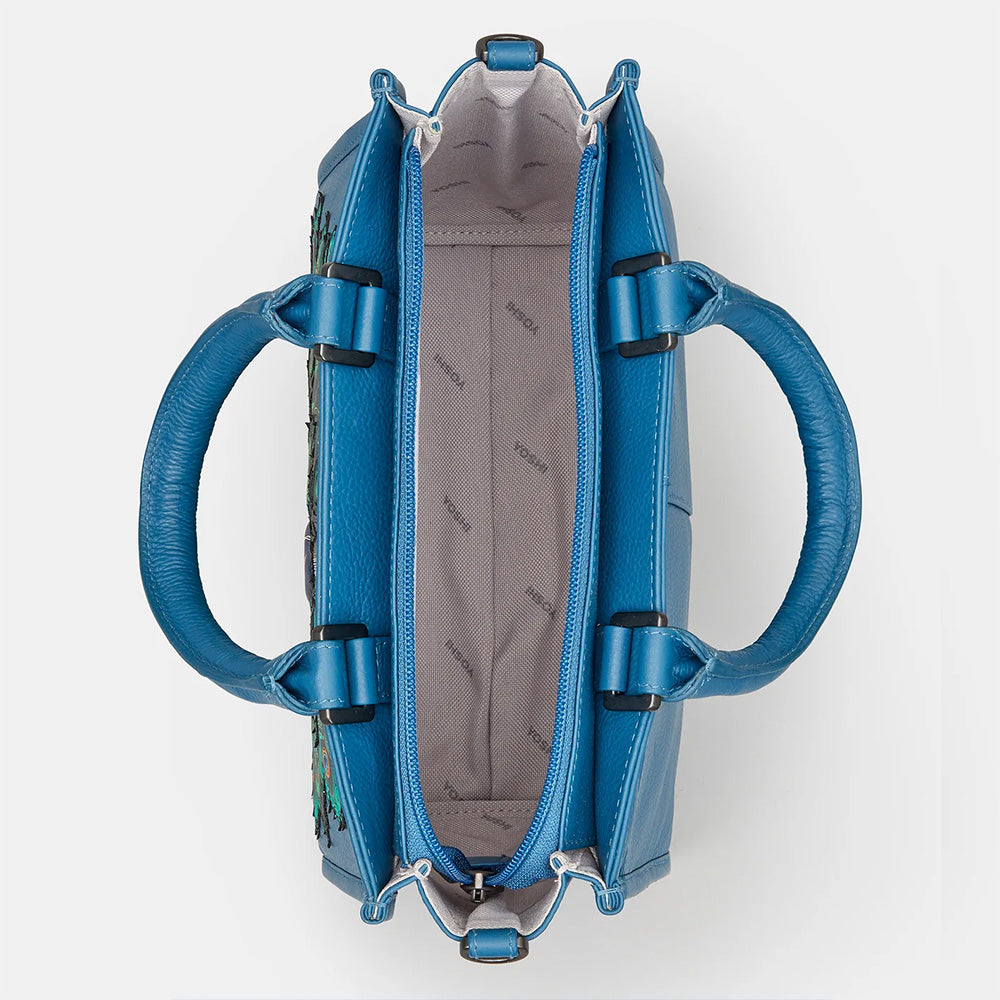YOSHI Peacock Plume Petrol Blue Leather Multiway Grab Bag
