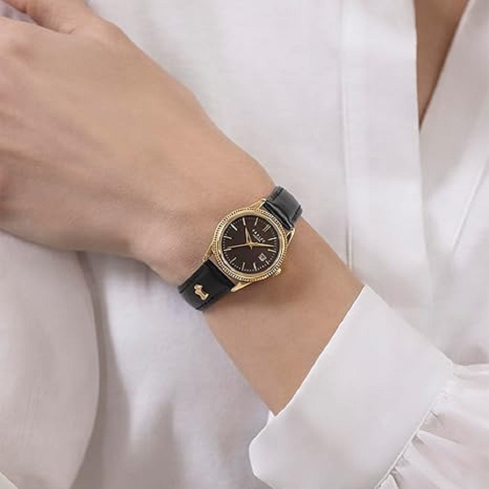 Radley Gold Plated Watch with Black Leather Strap