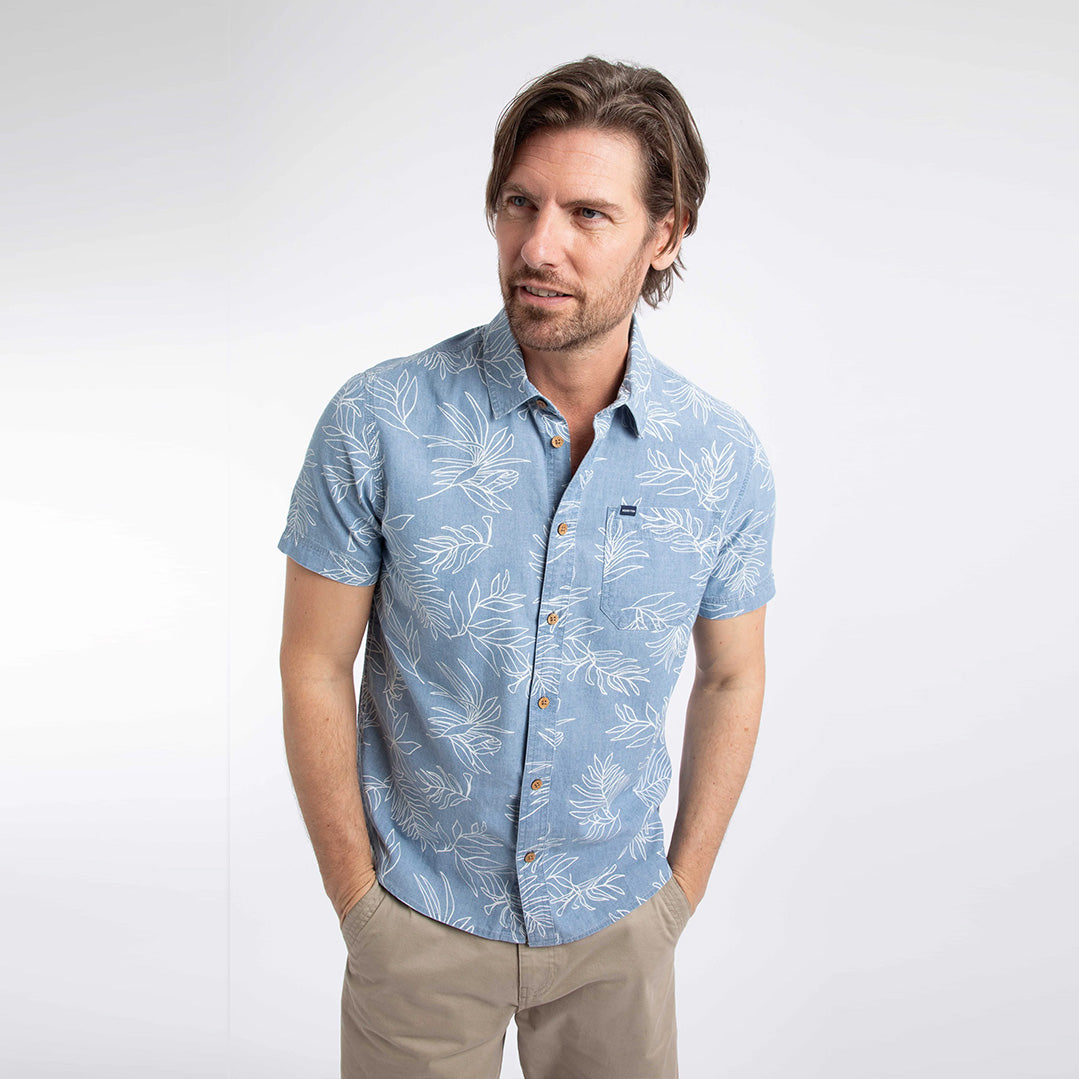 Weird Fish Russell Printed Chambray Short Sleeve Shirt 204031