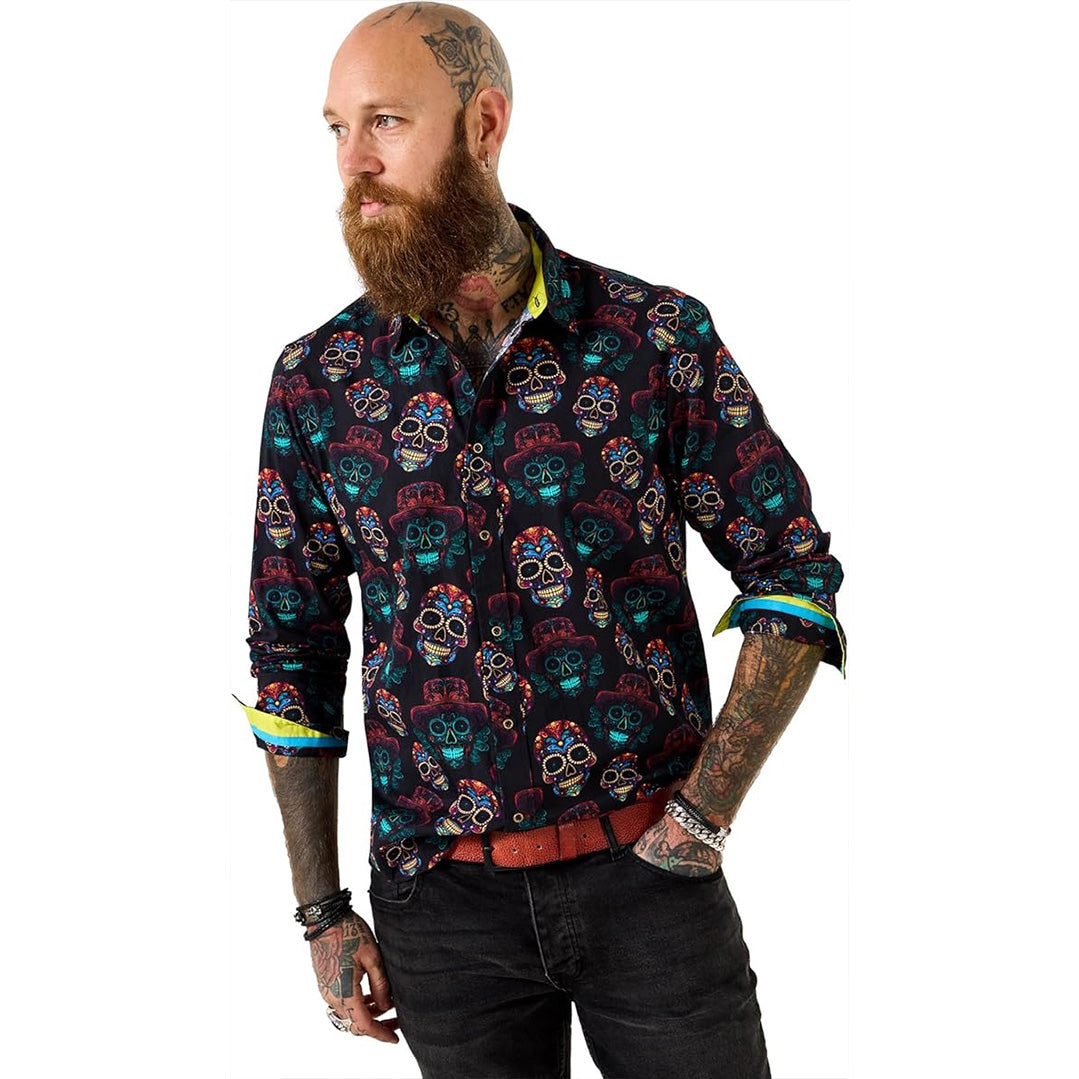 Joe Browns Men's Bold Neon Skull Print Shirt SM884