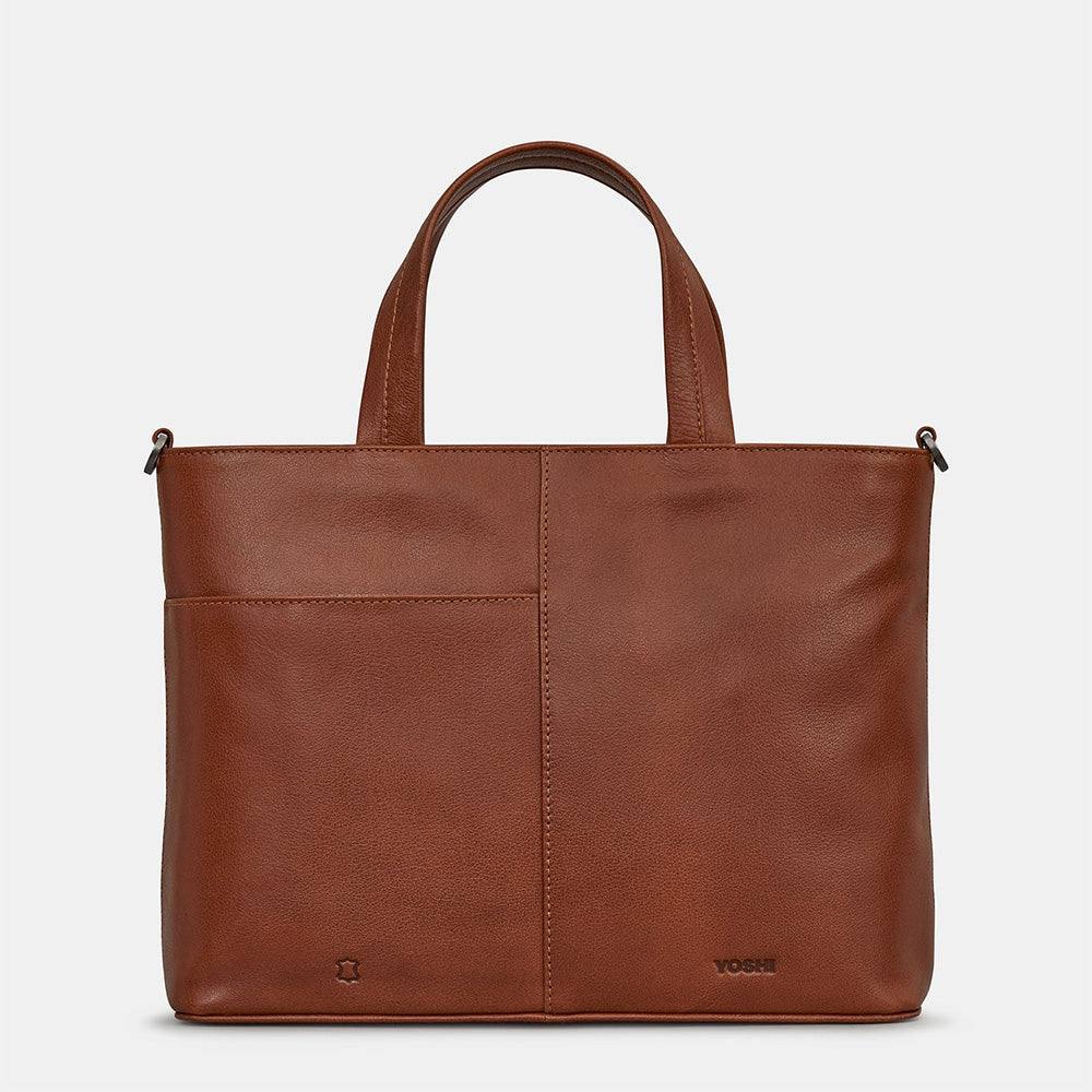 YOSHI Shakespeare Bookworm Brown Leather Multiway Grab Bag