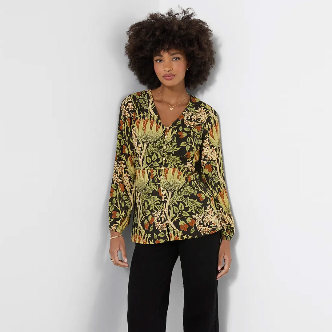 Joe Browns Imogen Printed V Neck Button Through Blouse WA570