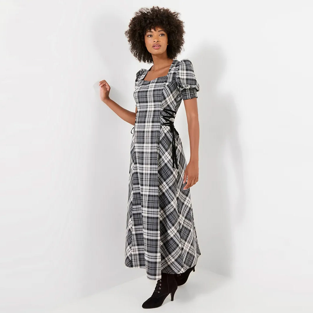 Joe Browns Luna Check Lace Up Side Maxi Dress WF751