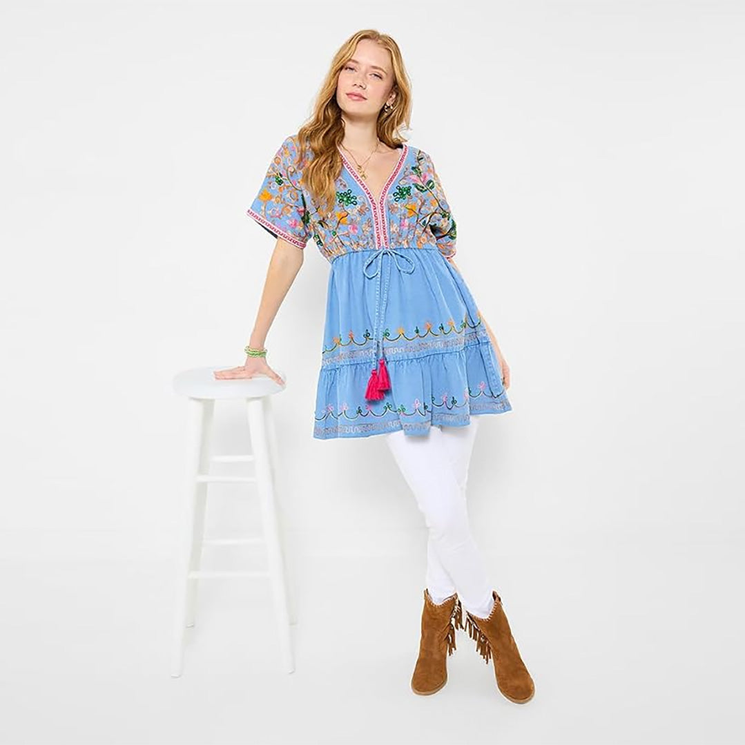 Joe Browns Emma Embroidered Denim Tunic Dress WG730