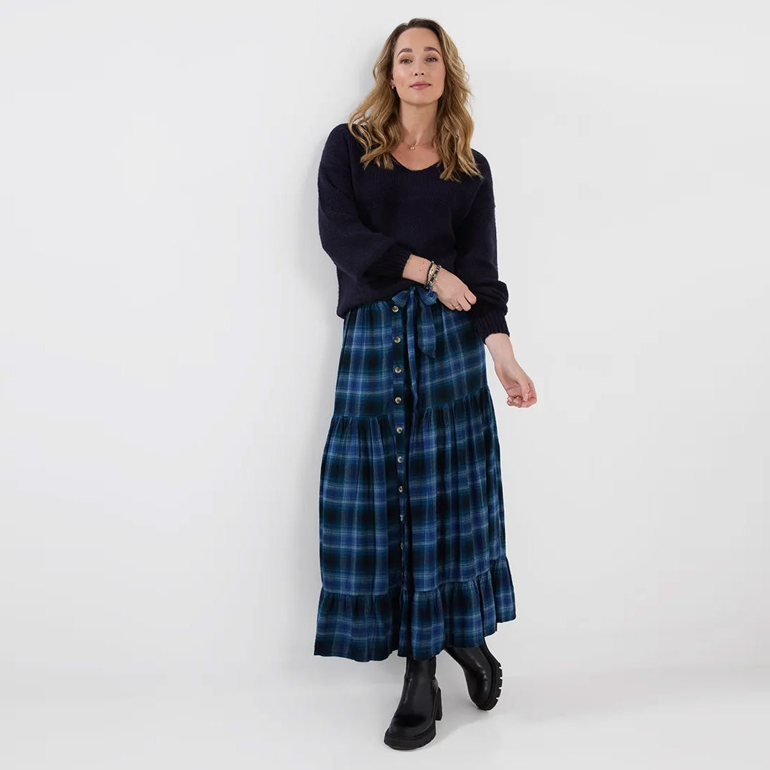 Joe Browns Button Down Plaid Maxi Skirt WS550