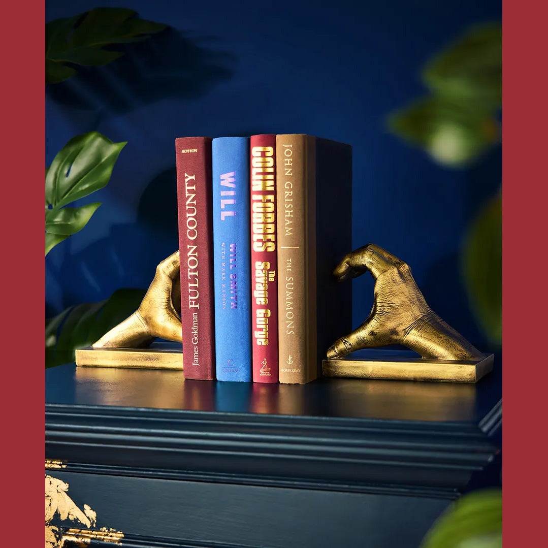 Joe Browns Antique Gold Heart Hand Bookends