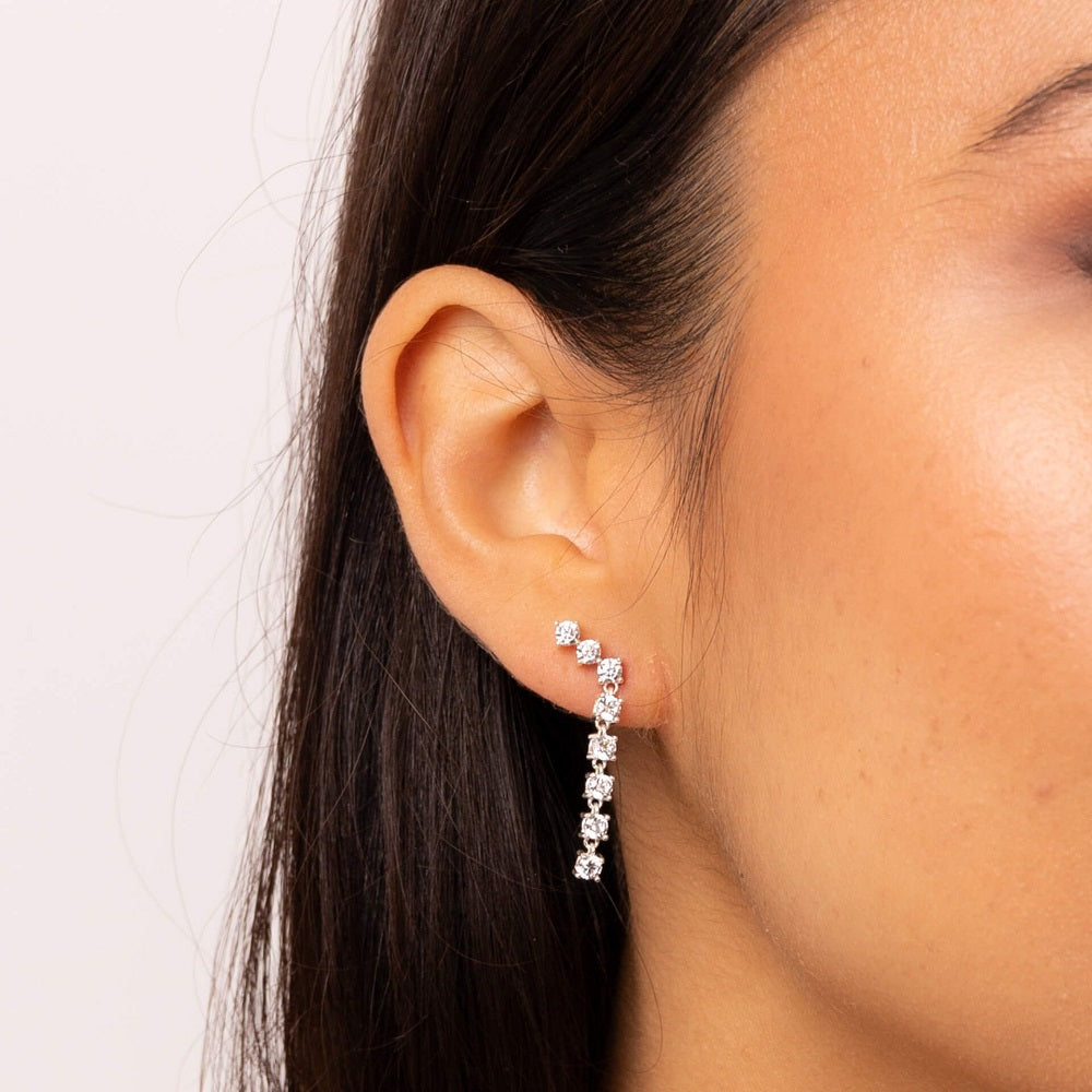 Cubic Zirconia Gradient Long Drop Earrings