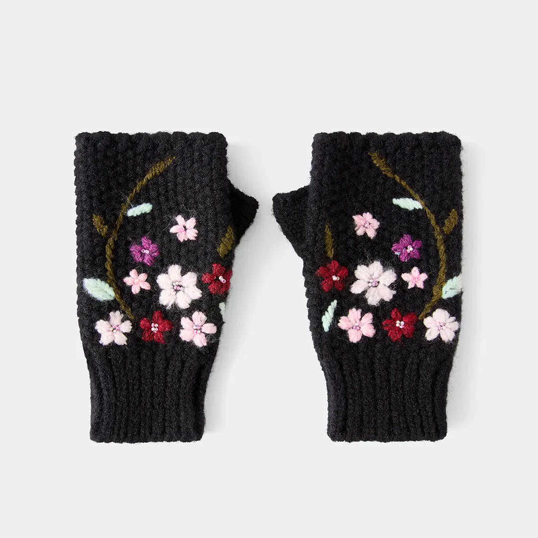 Joe Browns Pretty Floral Embroidered Fingerless Gloves HB732