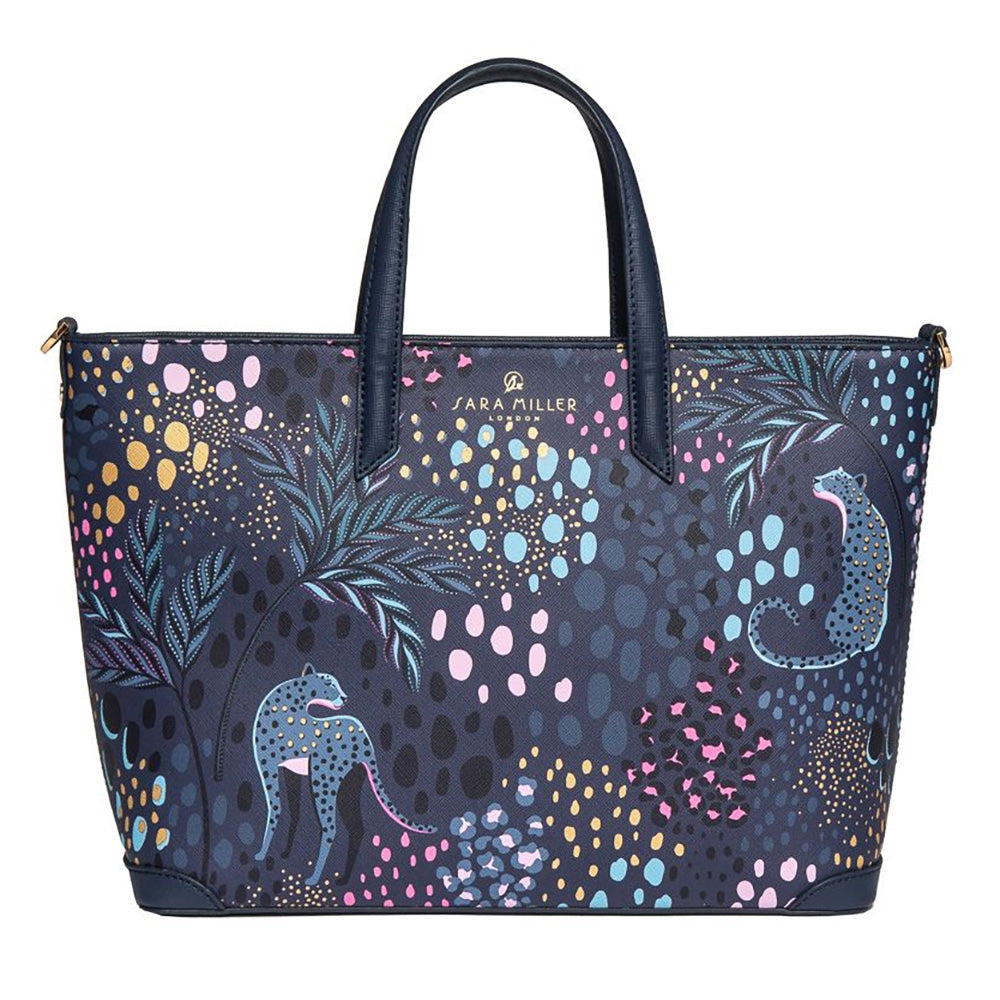 Sara Miller Midnight Leopard Medium Tote Bag
