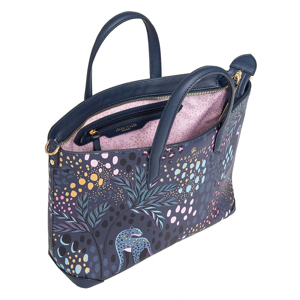 Sara Miller Midnight Leopard Medium Tote Bag