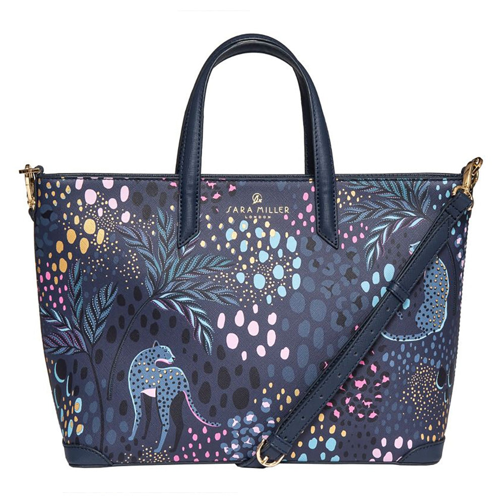 Sara Miller Midnight Leopard Medium Tote Bag