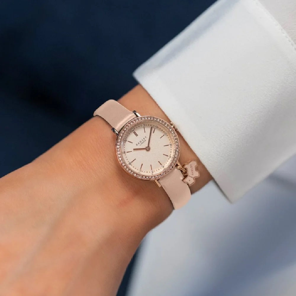 Radley Rose Gold Plated Analogue Watch with Pink Strap