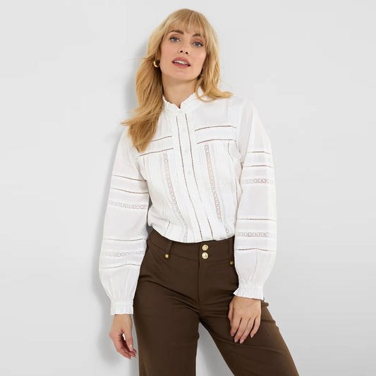 Joe Browns Florence Frill Collared Blouse With Balloon Sleeve WA558