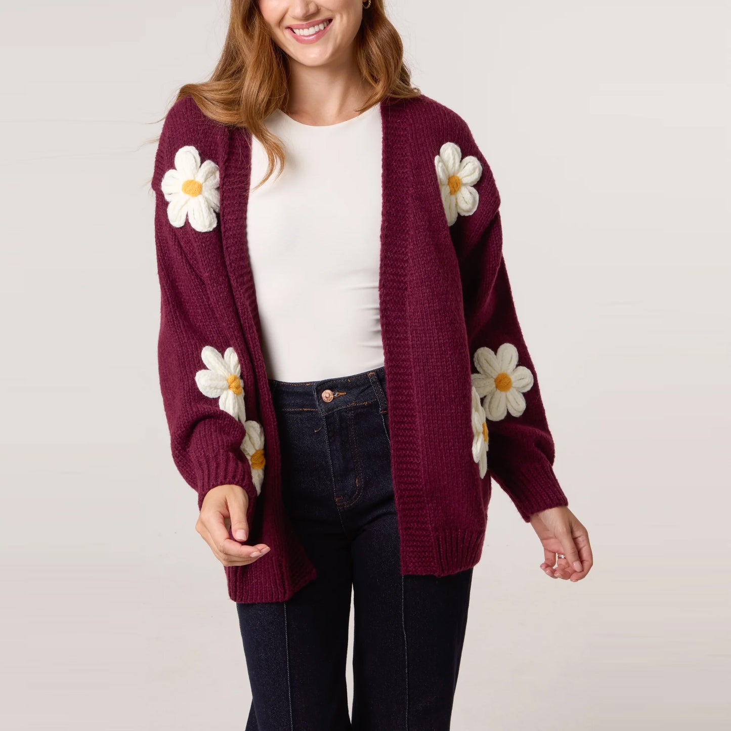 H Mcilroy Daisy Knit Flower Cardigan CARDAI26