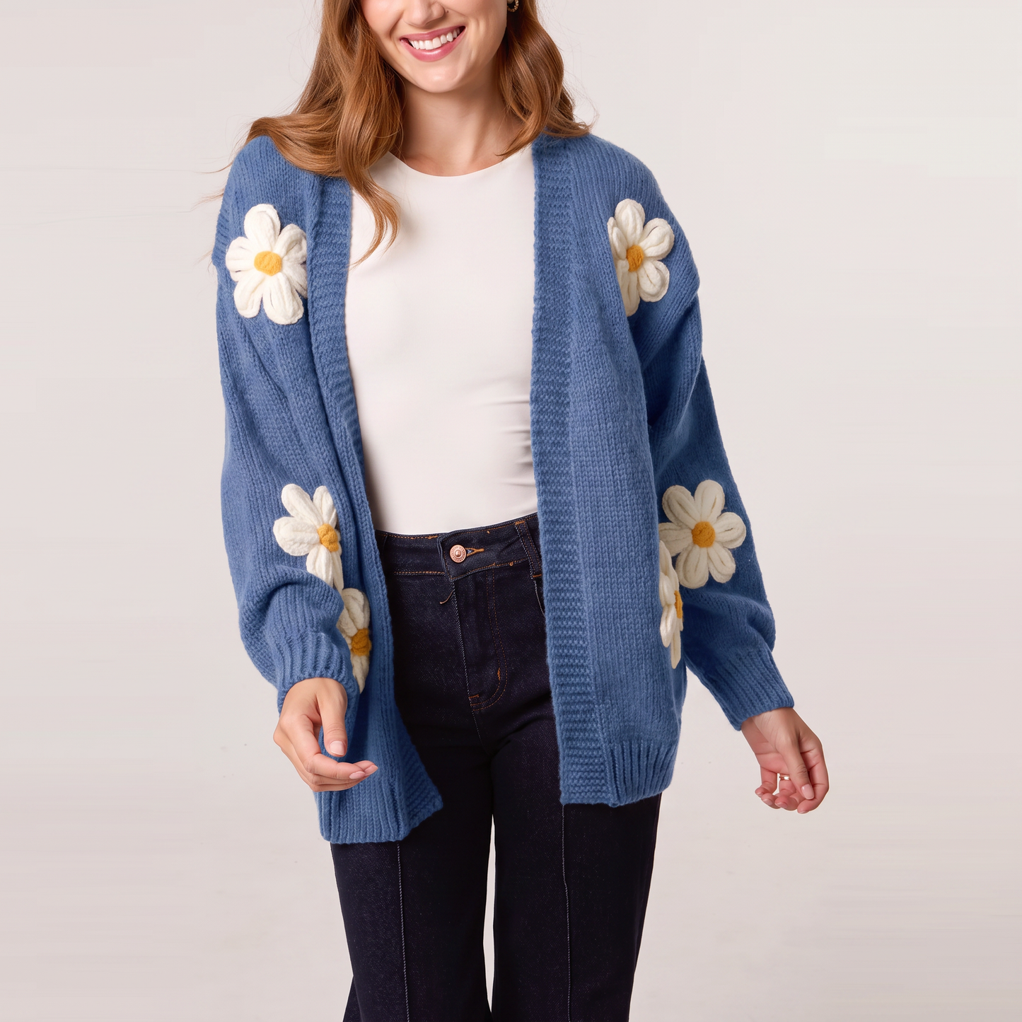 H Mcilroy Daisy Knit Flower Cardigan CARDAI26