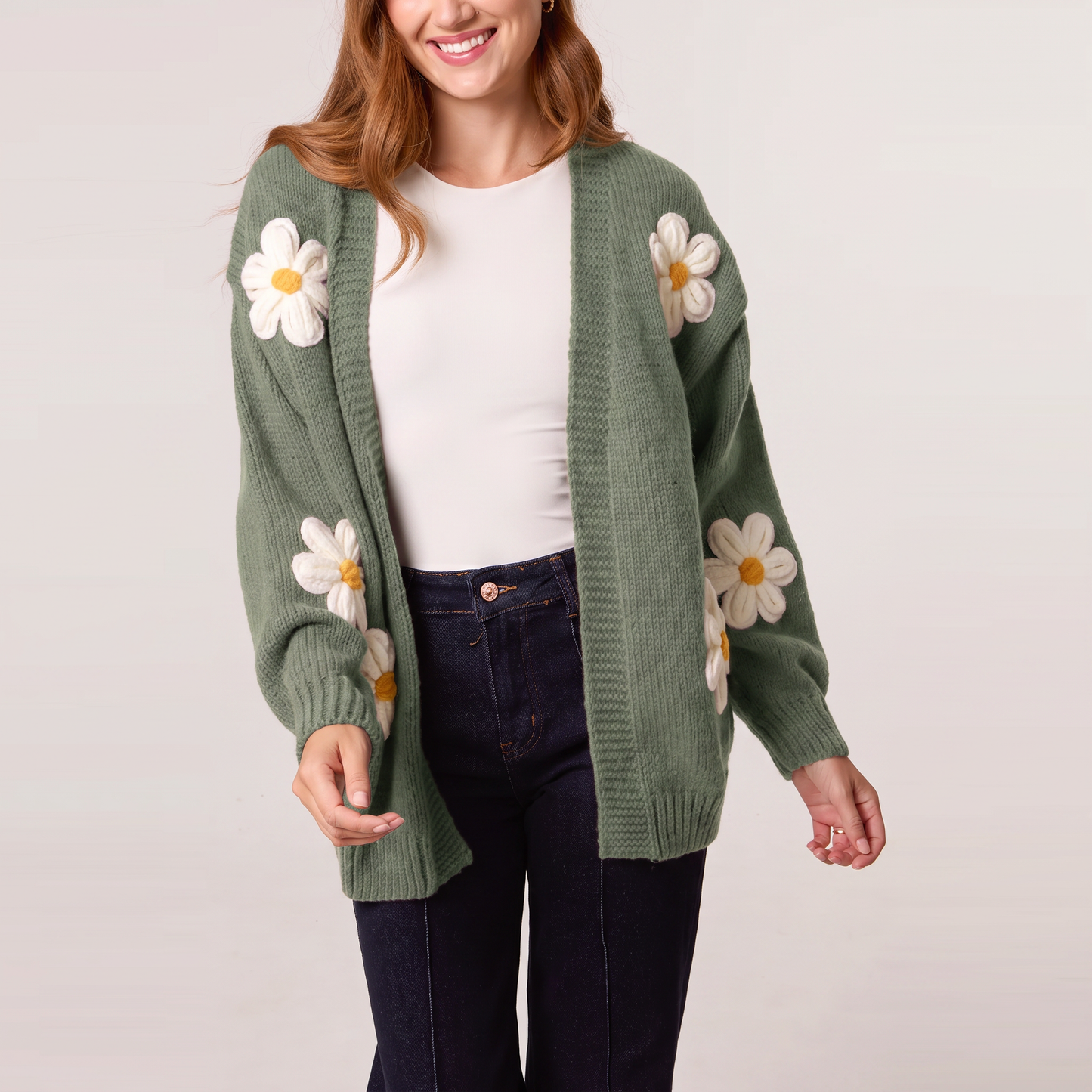 H Mcilroy Daisy Knit Flower Cardigan CARDAI26