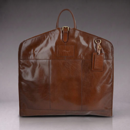 Ashwood Leather Harper Leather Suit Carrier in Chestnut Brown