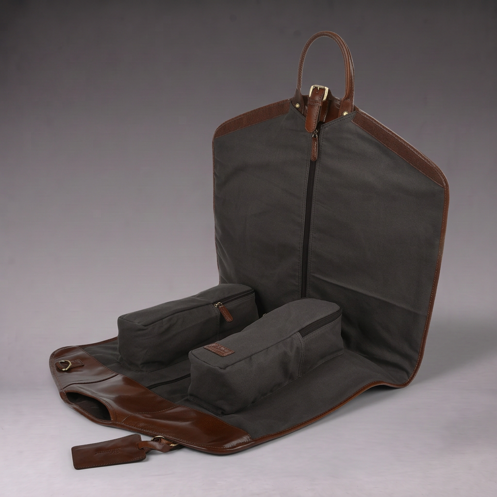 Ashwood Leather Harper Leather Suit Carrier in Chestnut Brown