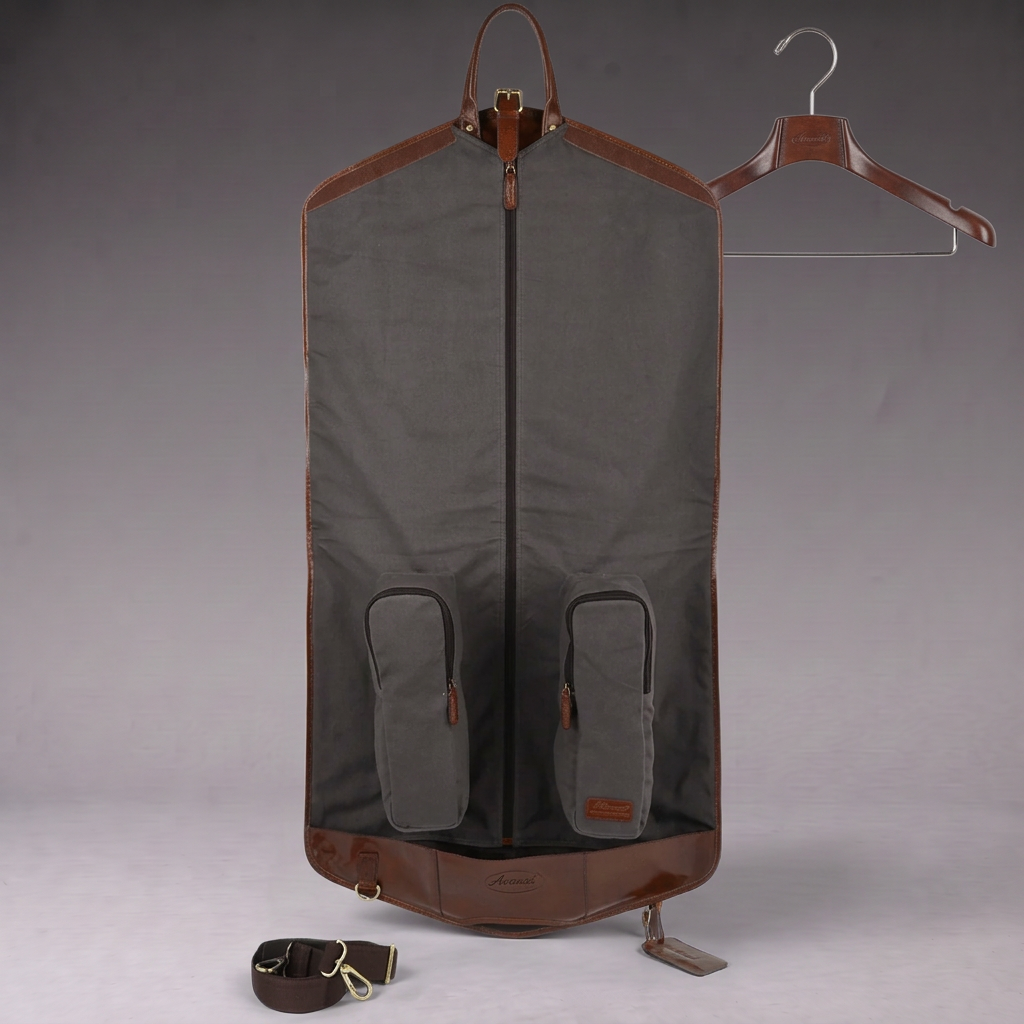 Ashwood Leather Harper Leather Suit Carrier in Chestnut Brown