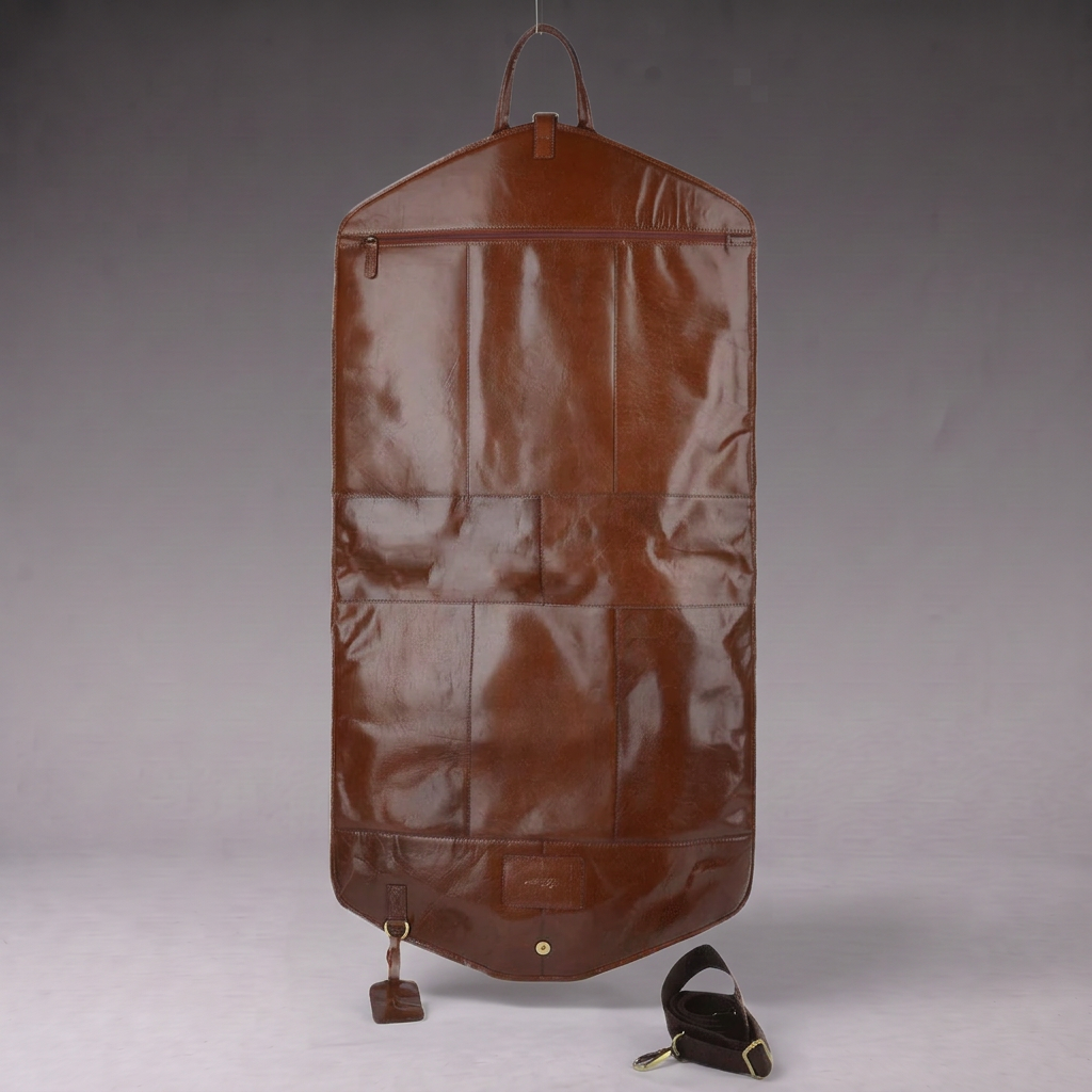 Ashwood Leather Harper Leather Suit Carrier in Chestnut Brown