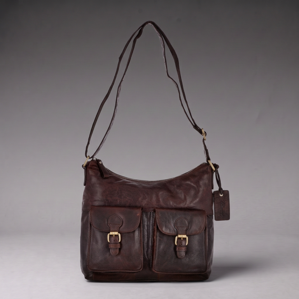 Ashwood Leather Vintage Two Pocket Leather Shoulder Bag G-21