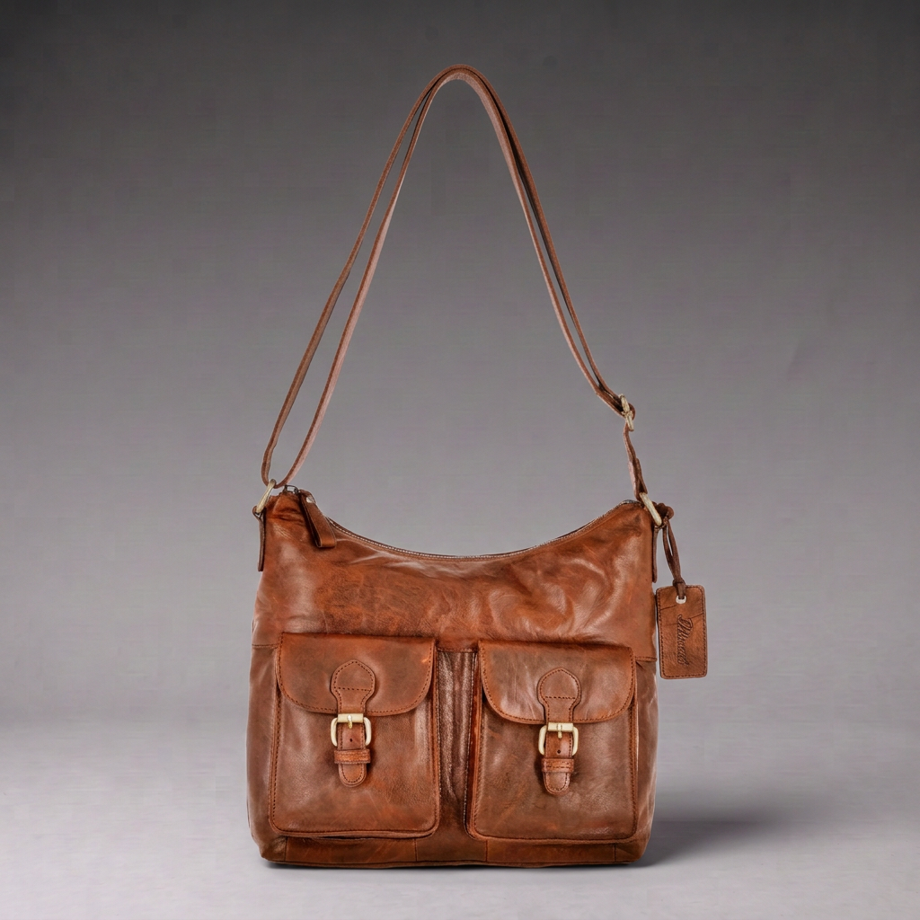 Ashwood Leather Vintage Two Pocket Leather Shoulder Bag G-21