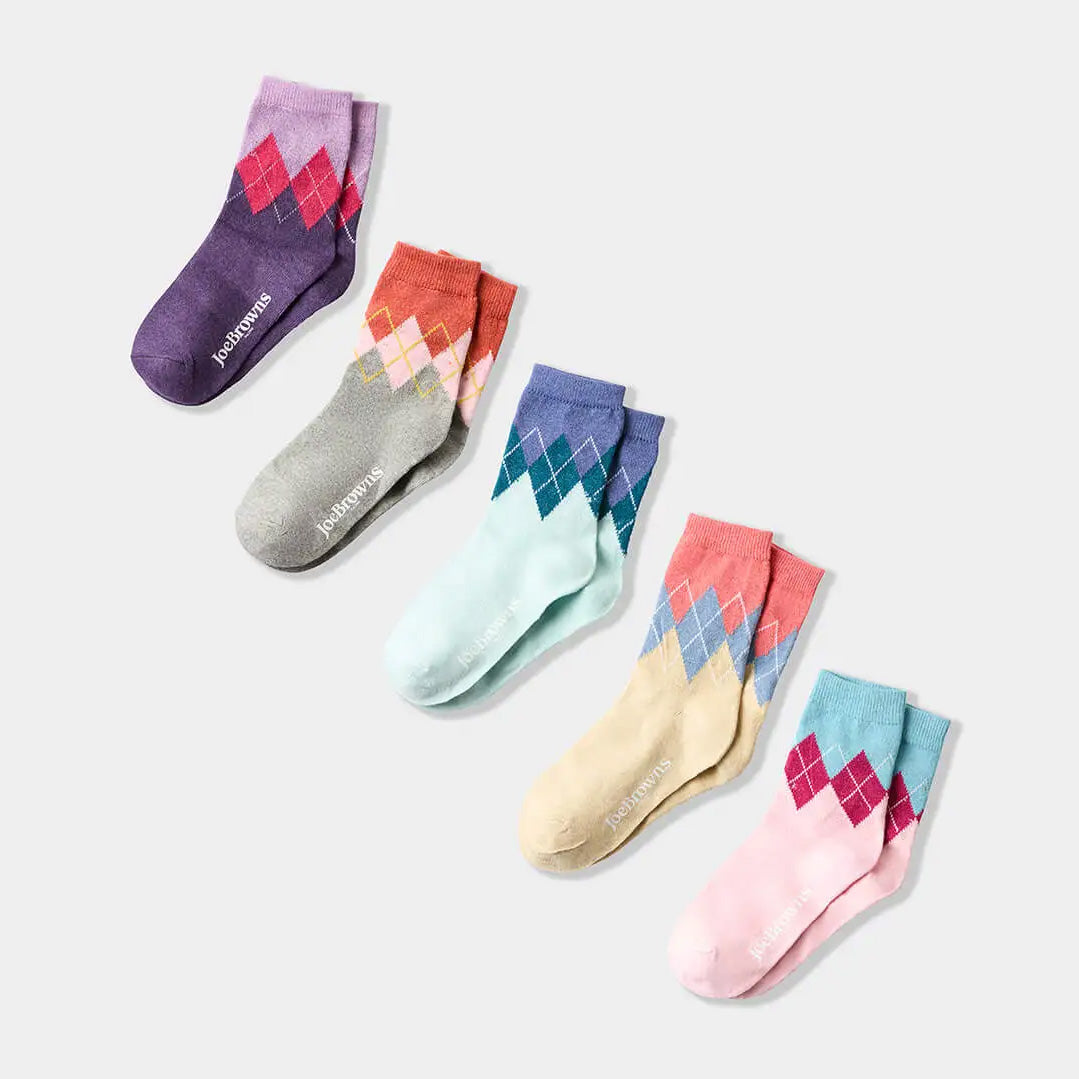 Joe Browns Ladies Dandy Argyle Socks 5 Pack GH636