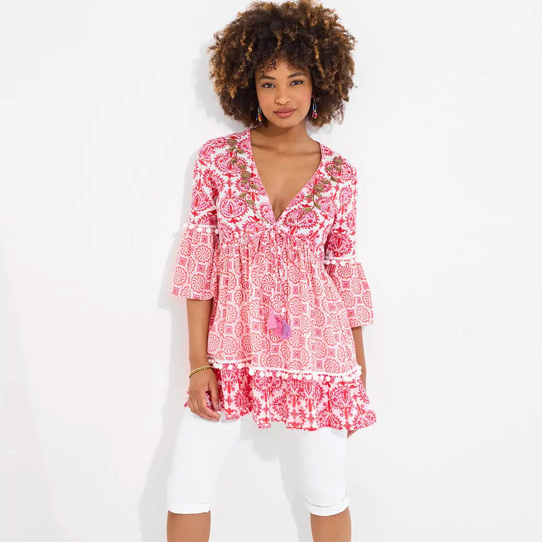 Joe Browns Pretty In Pink Printed Cotton Tunic Pink WG649
