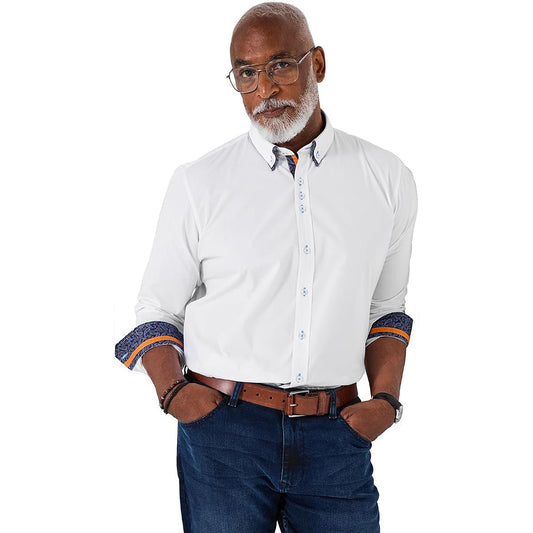 Joe Browns Men's Contrasting Blue Printed Trim Double Collar Shirt SM816