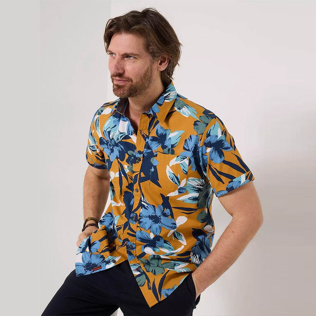 Joe Browns Sunset Bloom Floral Shirt Ochre SM901
