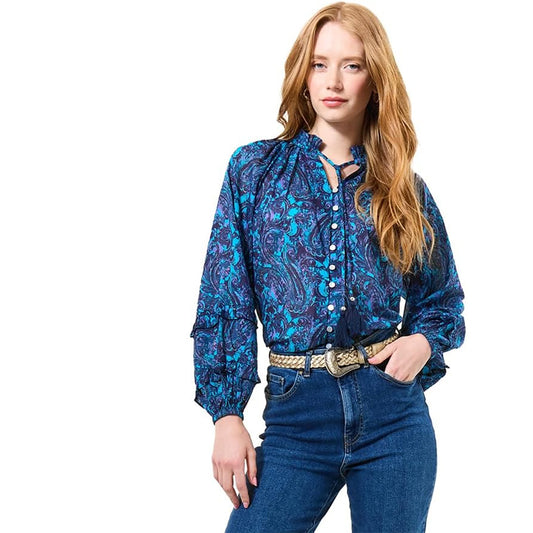 Joe Browns Charlotte Paisley Printed Top Blue WA459