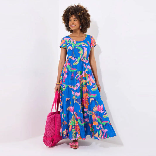 Joe Browns Sensational Summer Crinkle Cotton Dress Blue WF235