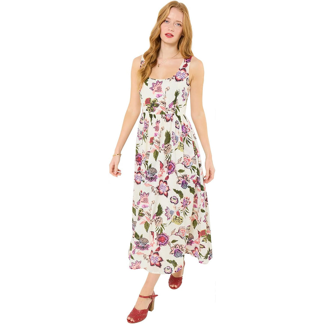 Joe Browns Charlotte Floral Cotton Dobby Dress White WF456